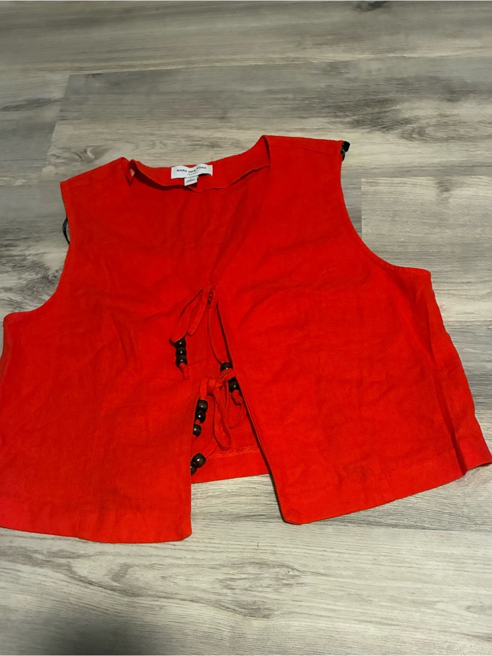 Marc New York Bright Red Sleeveless Tie-Front Crop Vest